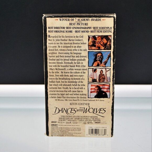 Dances With Wolves Vintage VHS Kevin Costner 1990 Orion Video - Picture 3 of 4